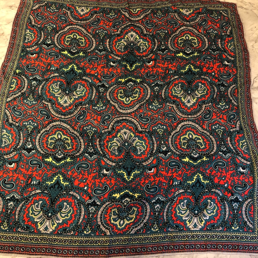 J Crew 100% silk paisley scarf